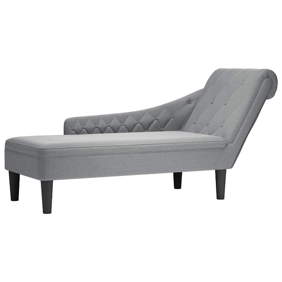 vidaXL Chaiselongue mit Kissen und Rechter Armlehne Hellgrau Stoff