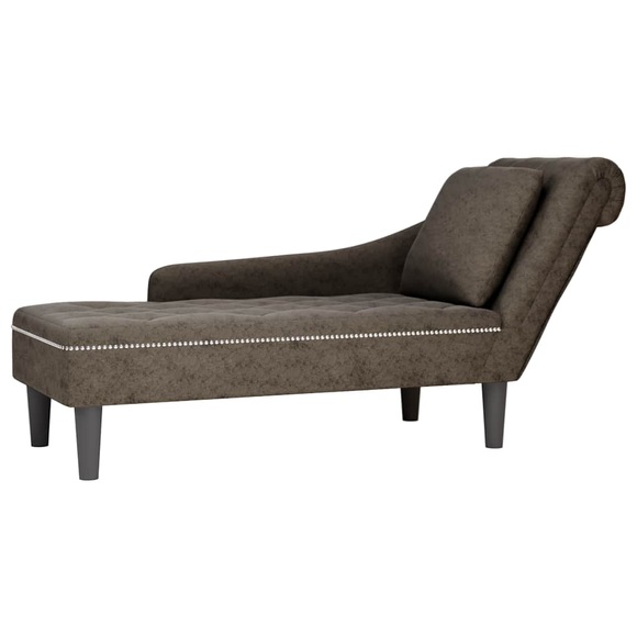 vidaXL Chaiselongue mit Kissen & Rechter Armlehne Grau Kunstleder
