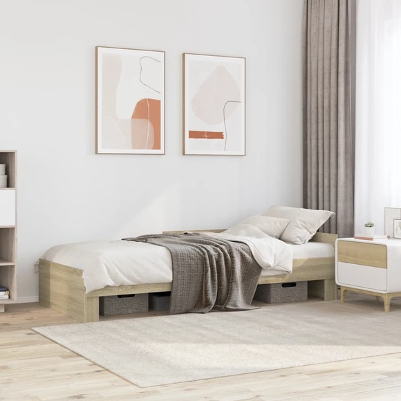 vidaXL Bettgestell Sonoma-Eiche 75x190 cm Holzwerkstoff
