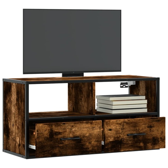 vidaXL TV-Schrank Räuchereiche 80x31x39,5 cm Holzwerkstoff und Metall