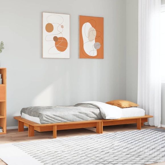 vidaXL Massivholzbett ohne Matratze Wachsbraun 90x200 Kiefernholz