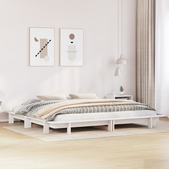 vidaXL Massivholzbett ohne Matratze Weiß 160x200 Kiefernholz