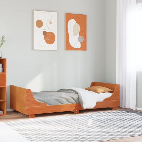 vidaXL Massivholzbett ohne Matratze Wachsbraun 90x200 Kiefernholz