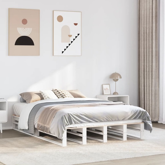 vidaXL Massivholzbett ohne Matratze Weiß 120x200 cm Kiefernholz