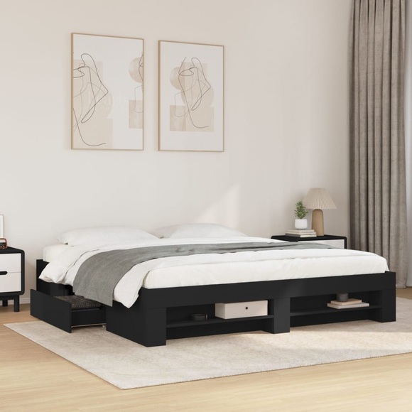 vidaXL Bettgestell Schwarz 180x200 cm Holzwerkstoff