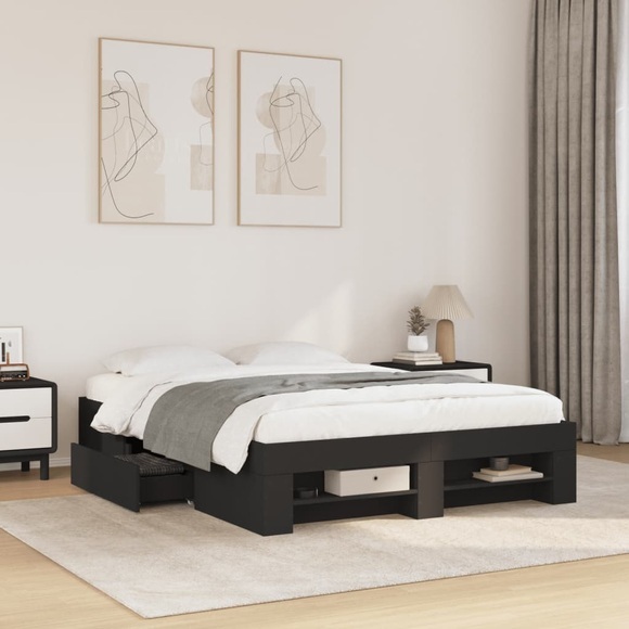 vidaXL Bettgestell Schwarz 120x190 cm Holzwerkstoff