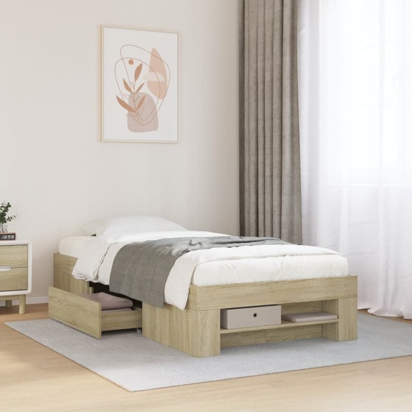 vidaXL Bettgestell Sonoma-Eiche 90x190 cm Holzwerkstoff