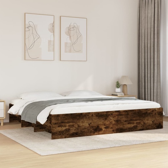 vidaXL Bettgestell Räuchereiche 180x200 cm Holzwerkstoff