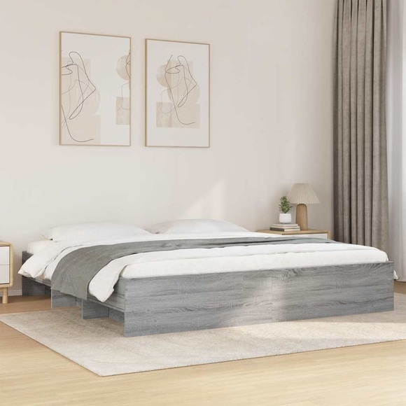 vidaXL Bettgestell Grau Sonoma 180x200 cm Holzwerkstoff