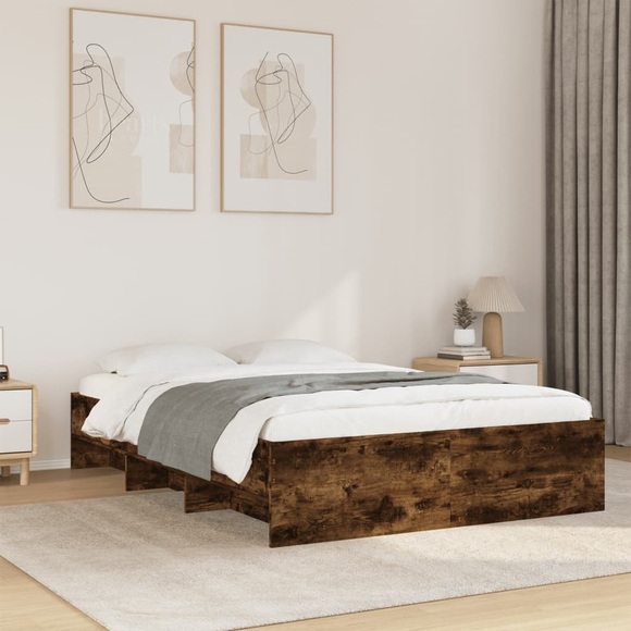 vidaXL Bettgestell Räuchereiche 140x200 cm Holzwerkstoff