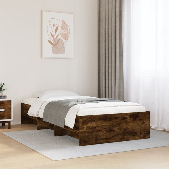 vidaXL Bettgestell Räuchereiche 100x200 cm Holzwerkstoff