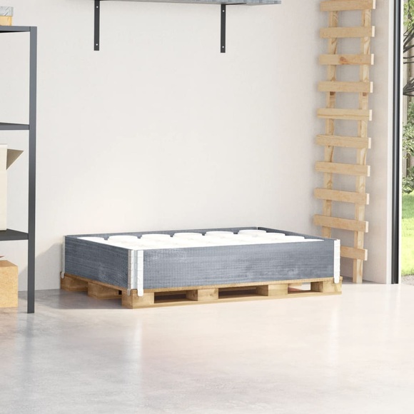 vidaXL Paletten-Aufsatzrahmen Grau 120x80 cm Massivholz Kiefer