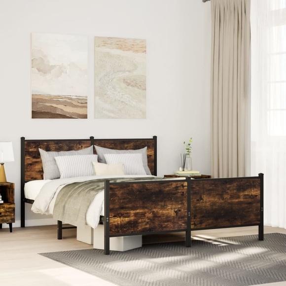 vidaXL Metallbett ohne Matratze Räuchereiche 160x200 cm