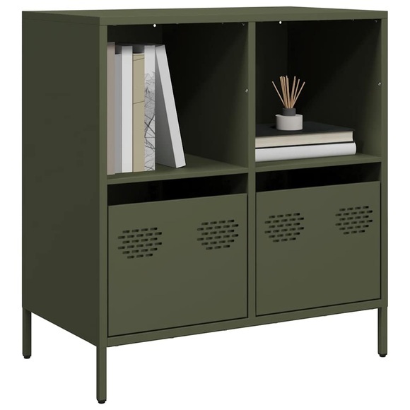 vidaXL Sideboard Olivgrün 68x39x73,5 cm Kaltgewalzter Stahl