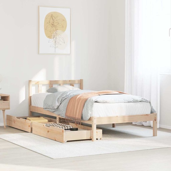 vidaXL Massivholzbett ohne Matratze 75x190 cm Kiefernholz