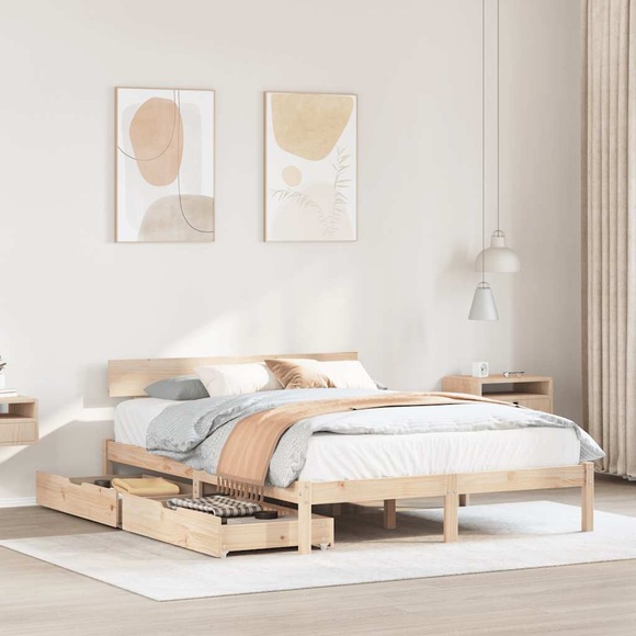 vidaXL Massivholzbett ohne Matratze 135x190 cm Kiefernholz