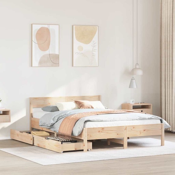 vidaXL Massivholzbett ohne Matratze 140x190 cm Kiefernholz