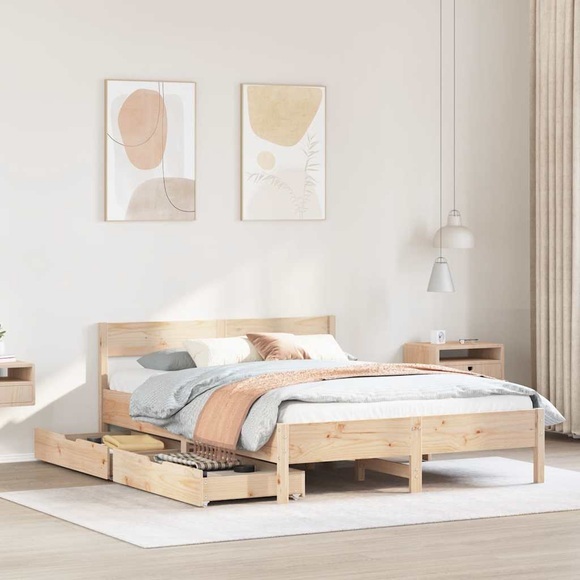 vidaXL Massivholzbett ohne Matratze 120x190 cm Kiefernholz