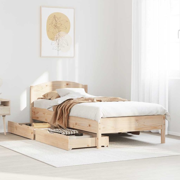 vidaXL Massivholzbett ohne Matratze 75x190 cm Kiefernholz