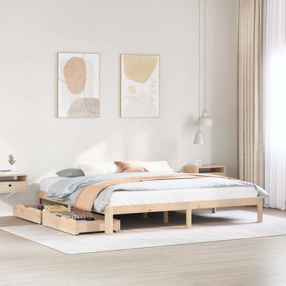 vidaXL Massivholzbett mit Schubladen 200x200 cm Kiefer