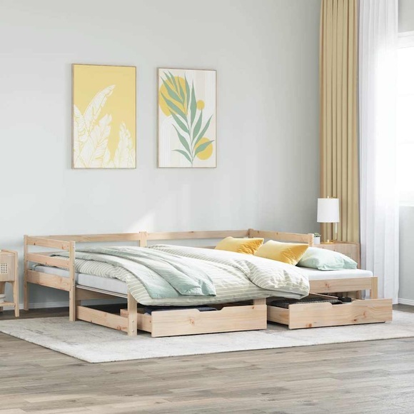 vidaXL Tagesbett Ausziehbar mit Schubladen 90x200 cm Massivholz Kiefer