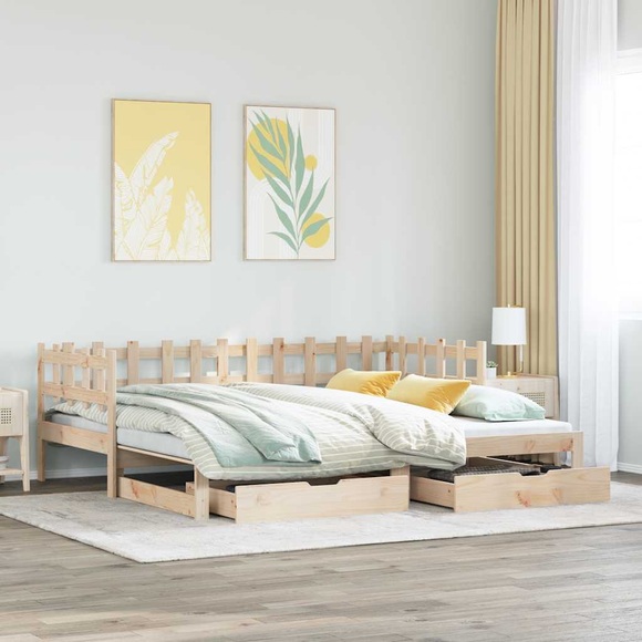 vidaXL Tagesbett Ausziehbar mit Schubladen 90x200 cm Massivholz Kiefer