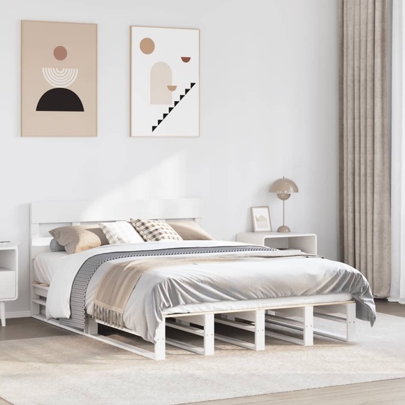 vidaXL Massivholzbett ohne Matratze Weiß 140x190 cm Kiefernholz