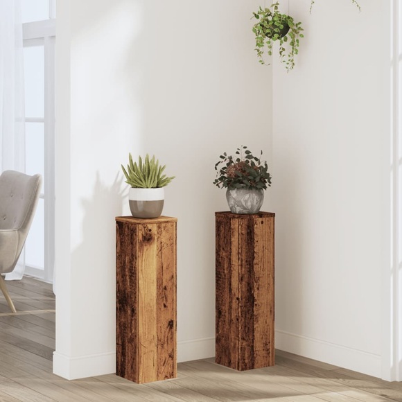 vidaXL Pflanzenständer 2 Stk. Altholz-Optik 17x17x60 cm Holzwerkstoff