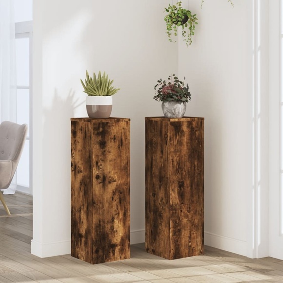 vidaXL Pflanzenständer 2 Stk. Räuchereiche 25x25x80 cm Holzwerkstoff