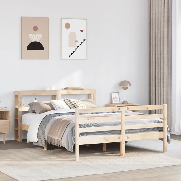 vidaXL Massivholzbett ohne Matratze 135x190 cm Kiefernholz