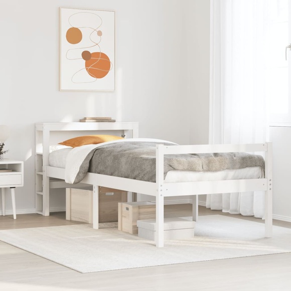 vidaXL Seniorenbett mit Kopfteil Weiß 90x190 cm Massivholz Kiefer