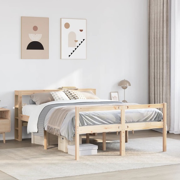 vidaXL Seniorenbett mit Kopfteil 150x200 cm Massivholz Kiefer