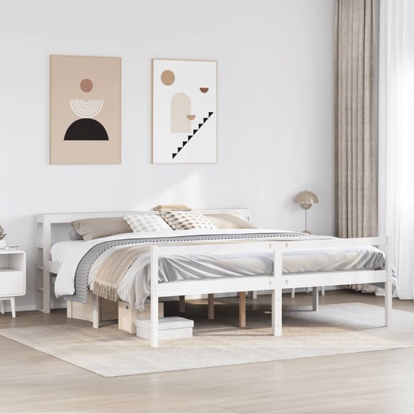 vidaXL Seniorenbett mit Kopfteil Weiß 180x200 cm Massivholz Kiefer