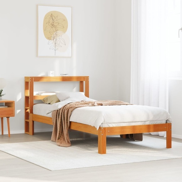 vidaXL Massivholzbett ohne Matratze Wachsbraun 100x200 Kiefernholz