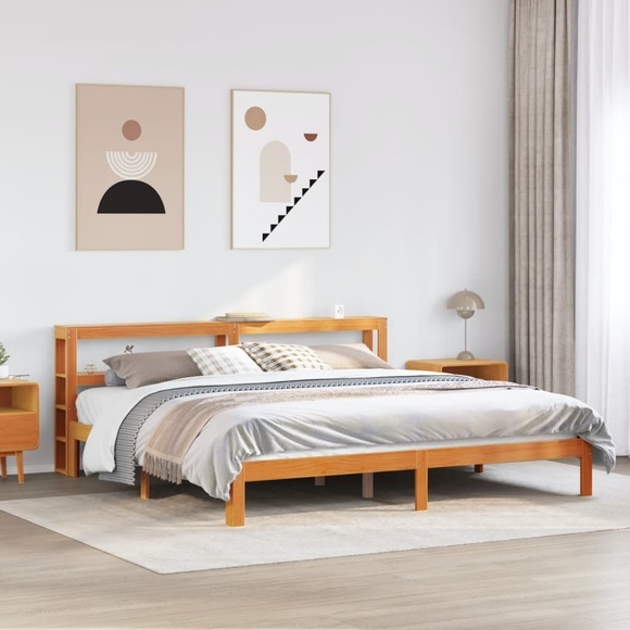 vidaXL Massivholzbett ohne Matratze Wachsbraun 180x200 Kiefernholz