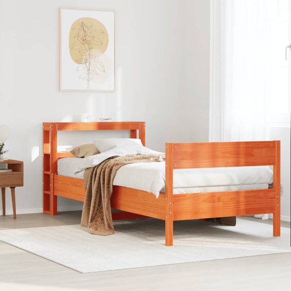 vidaXL Massivholzbett ohne Matratze Wachsbraun 75x190 cm Kiefernholz
