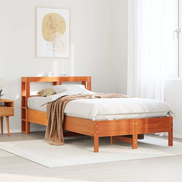vidaXL Massivholzbett ohne Matratze Wachsbraun 120x200 cm Kiefernholz