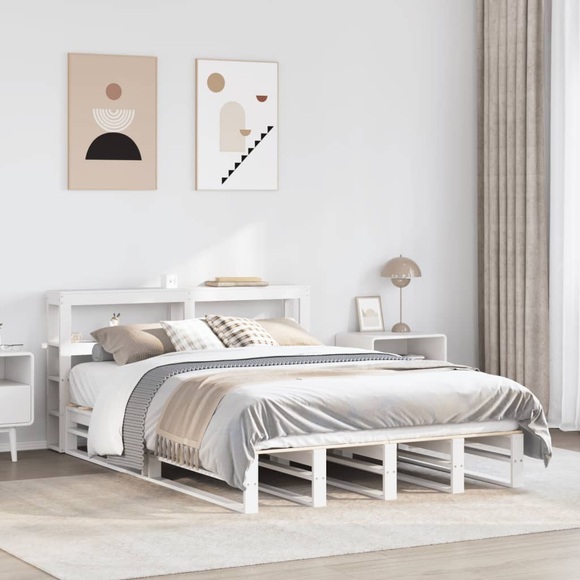 vidaXL Massivholzbett ohne Matratze Weiß 120x190 cm Kiefernholz