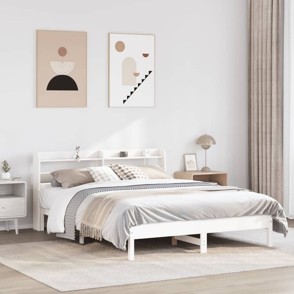 vidaXL Massivholzbett ohne Matratze Weiß 140x190 cm Kiefernholz