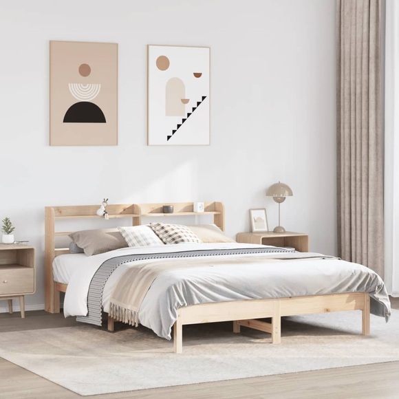 vidaXL Massivholzbett ohne Matratze 135x190 cm Kiefernholz
