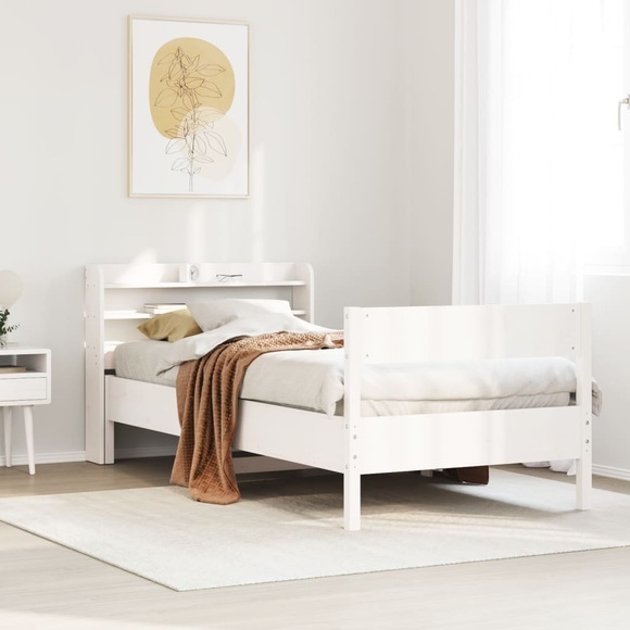 vidaXL Massivholzbett ohne Matratze Weiß 100x200 cm Kiefernholz