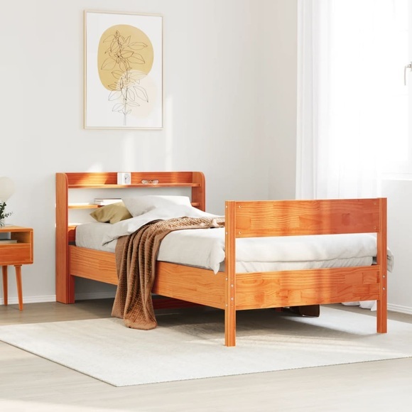 vidaXL Massivholzbett ohne Matratze Wachsbraun 90x200 Kiefernholz
