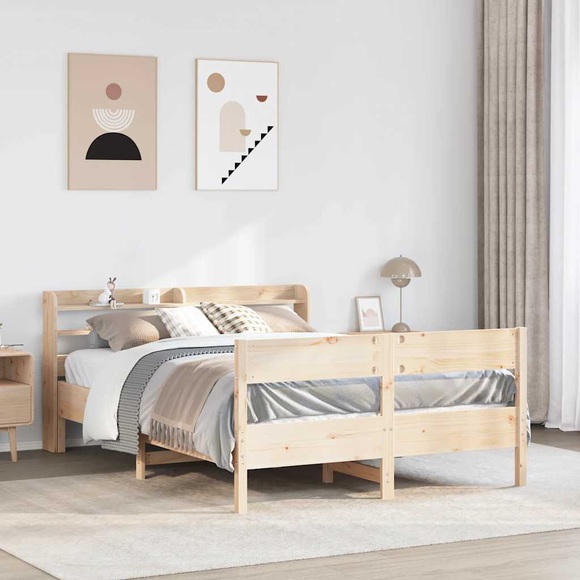vidaXL Massivholzbett ohne Matratze 135x190 cm Kiefernholz