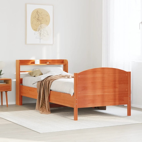 vidaXL Massivholzbett ohne Matratze Wachsbraun 90x190 cm Kiefernholz