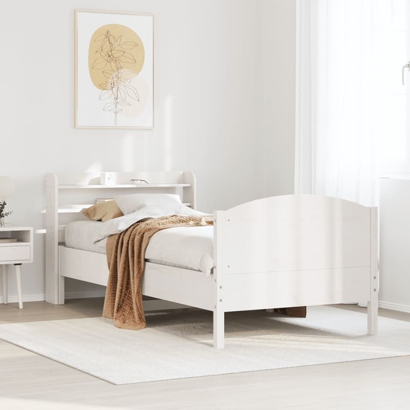 vidaXL Massivholzbett ohne Matratze Weiß 100x200 cm Kiefernholz
