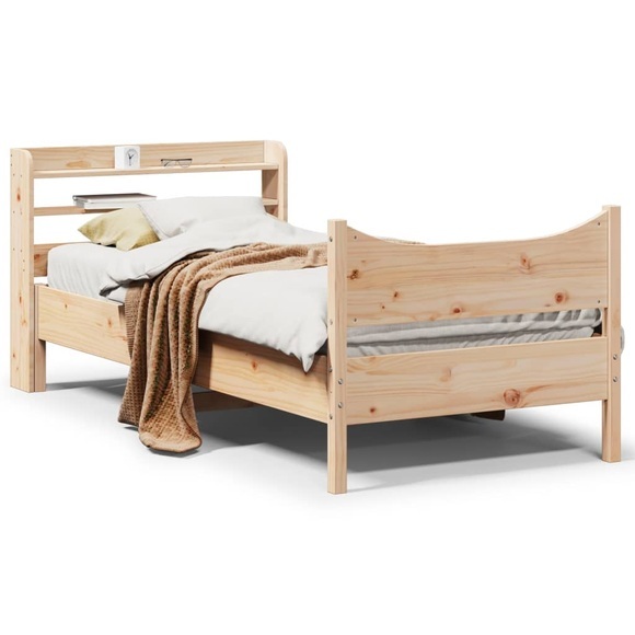 vidaXL Massivholzbett mit Kopfteil 75x190 cm Kiefer