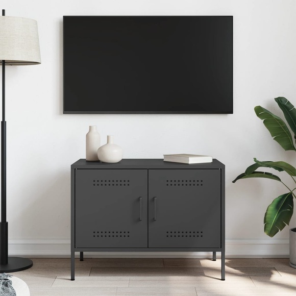 vidaXL TV-Schrank Schwarz 68x39x50,5 cm Stahl