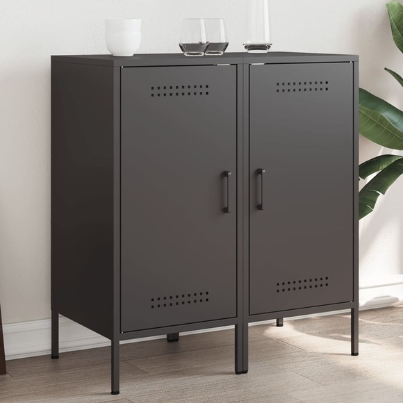 vidaXL Sideboards 2 Stk. Schwarz 36x39x79 cm Kaltgewalzter Stahl