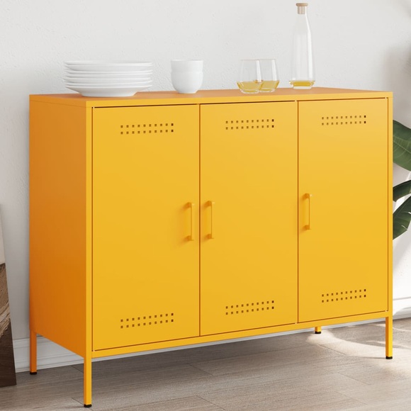 vidaXL Sideboard Senfgelb 100,5x39x79 cm Kaltgewalzter Stahl