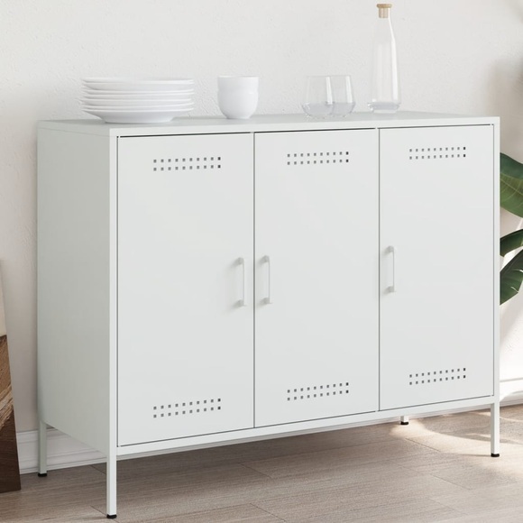 vidaXL Sideboard Weiß 100,5x39x79 cm Kaltgewalzter Stahl